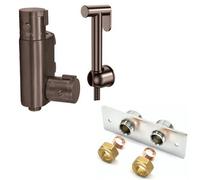 Corso Bathrooms Brushed Bronze Thermostatic Douche Shattaf Valve, Handheld Spray And Concealed Wallplate - Manufacturer Guarantee
