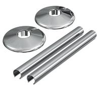 Corso Bathrooms Chrome Clip-On Radiator Pipe Covers & Collars For 15mm Pipes (2 Pack) - Improve Your Heating System's Look