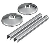 Corso Bathrooms Chrome Metal Clip-On Radiator Pipe Covers & Collars - 15mm (2 Pack)