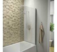 Corso Bathrooms Chrome Pivot Radius Bath Screen Chrome 6mm Glass- 25 Year Guarantee