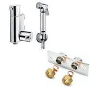 Corso Bathrooms Chrome Thermostatic Douche Shattaf Valve, Handheld Spray And Concealed Wallplate - Manufacturer Guarantee