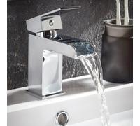 Corso Bathrooms Chrome Waterfall Mono Basin Mixer With Push Waste - Manufacturer Guarantee