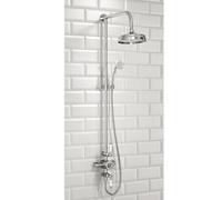 Corso Bathrooms Churchwell Traditional Chrome Thermostatic Rigid Riser Shower With Fixed Head And Handset