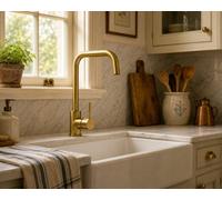 Corso Bathrooms Edge Brushed Brass Mono Kitchen Sink Mixer Tap - Single Lever