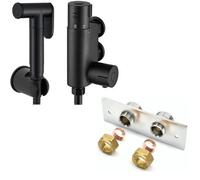 Corso Bathrooms Matt Black Thermostatic Douche Shattaf Valve, Handheld Spray And Concealed Wallplate - Manufacturer Guarantee