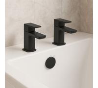 Corso Bathrooms Mura Matt Black Bath Pillar Taps (Pair) Hot And Cold