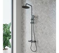 Corso Bathrooms Orbton Black Round Rigid Riser Shower