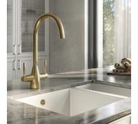 Corso Bathrooms Prism Dual Lever Kitchen Sink Mixer Tap Brushed Brass