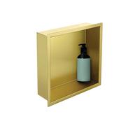 Corso Bathrooms Recessed Shower Niche In Brushed Brass 300mm X 300mm