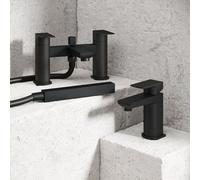 Corso Bathrooms Rhodos Matt Black Bathroom Tap Pack, Bath Shower Mixer And Basin Mixer Tap