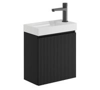 Corso Bathrooms Stripe Wall Mounted Cloakroom Fluted Black Basin Vanity Unit Inc Basin