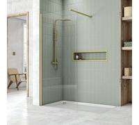 Corso Bathrooms Waltham 700mm Brushed Brass Wet Room Screen 2M High 8mm Glass
