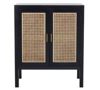 Corso Black and Rattan Compact 2 Door Sideboard - 75cm