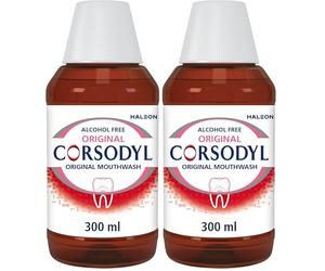 Corsodyl Antibacterial Mouthwash, Original Alcohol Free, Prevents Gum Disease & Treats Bleeding Gums, 300 ml (Pack of 2)