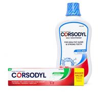 Corsodyl Daily Gum Care Set, Cool Mint Alcohol-Free Mouthwash 500ml & Original Toothpaste 100ml, Oral Hygiene Duo for Healthy Gums, Strong Teeth and Fresh Breath