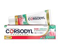 Corsodyl Gum+ Sensitivity Whitening Toothpaste, Gum Care, 75 ml | Fluoride whitening toothpaste, gum care, sensitivity relief, fresh breath, daily use, peppermint spearmint flavour