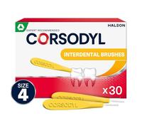 Corsodyl Interdental Brushes Yellow, Size 4 0.7mm, Dental Brushes, Helps Prevent Gum Problems With Regular Use, Removes Plaque in Hard-To-Reach Areas, 30pcs