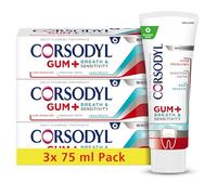 Corsodyl Toothpaste Gum+ Breath & Sensitivity Toothpaste, for Sensitive Teeth and Bad Breath, Pack of 3 x 75ml