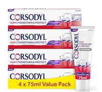 Corsodyl Toothpaste Multipack Gum Strengthen & Protect with Hyaluronic Acid, Whitening, 4 x 75ml