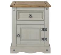 Corson Grey Mexican Pine 1 Door 1 Drawer Bedside Cabinet