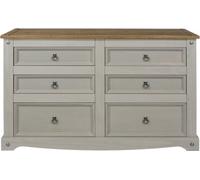 Corson Grey Mexican Pine 6 Drawer Wide Chest
