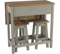 Corson Grey Mexican Pine Drop Leaf Table with 2 Stools