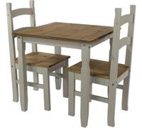 Corson Grey Mexican Pine Square Dining Set with 2 Chairs