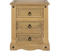 Corson Pine Mexican 3 Drawer Bedside Cabinet