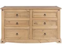 Corson Pine Mexican 6 Drawer Wide Chest