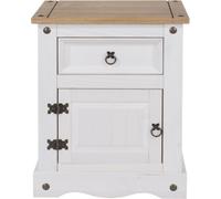 Corson White Mexican Pine 1 Door 1 Drawer Bedside Cabinet