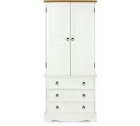 Corson White Mexican Pine 2 Door Wardrobe with Drawers