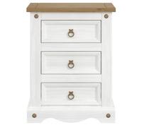 Corson White Mexican Pine 3 Drawer Bedside Cabinet