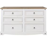 Corson White Mexican Pine 6 Drawer Wide Chest