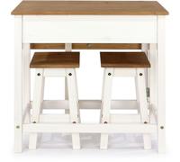 Corson White Mexican Pine Drop Leaf Table with 2 Stools