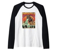 Corsozilla Cane Corso Dog - Dogzilla Monster Movie Parody Raglan Baseball Tee