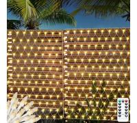 CORST 1.5x1.5M Net Lights Outdoor Garden Tree Lights Battery Powered,100LED Diamond Mesh Net Light Balcony Fairy Light for Bushes with Remote Timer,Waterproof for Gazebo Outside (Warm White)