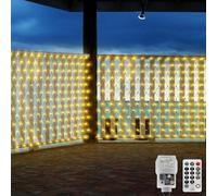 CORST 4.5X1.5M 200LED Net Lights Outdoor Christmas Plug in, Mesh Net Light for Bushes,Outside Garden Fairy Light Green Wire,Waterproof,Connectable,Remote for Balcony Yard(Warm White)