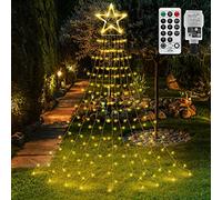 CORST Christmas Lights Outdoor Star Curtain Lights Mains Powered Window Curtain Lights Plug in Christmas Tree Lights Outside 335 LED for Xmas Room Gazebo Decor(Warm White)