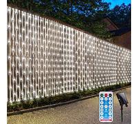 CORST Christmas Solar Net Lights Outdoor - 3.6 x 1.5M Mesh Garden Tree Lights With 8 Modes Timer for Gazebo Lawn Yard Decor (White)