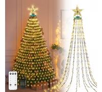 CORST Christmas Tree Lights with Star Topper,2.5M 400LED Outdoor Christmas Fairy Lights for Tree,Curtain Tree Lights with Remote Timer Waterproof for Xmas Indoor Decor(Warm White)