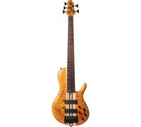 Cort A5 Plus SC Amber Open Pore 5-String Electric Bass Guitar with Soft Case