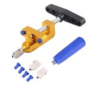Cortador de vidrio de UNA sola pieza Abridor de azulejos multifuncional portátil Herramienta de Corte de cerámica para Corte de azulejos de vidrio con 2 cuchillas de repuesto y 4