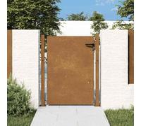 Corten Steel Garden Gate 110x130 cm, Weathering Metal Fence Entry with Lockable System, Durable Rust Protective Layer for Outdoor Patio