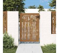 Corten Steel Garden Gate 85x150 cm with Laser-Cut Bamboo Design, Durable Weathering Metal Entry for Outdoor Patio and Yard Fence Security