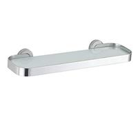 Cortesi Home Milo Contemporary Stainless Steel Glass Vanity Shelf, Chrome