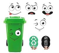 CORTHULin 8 Sheets Wheelie Bin Stickers Large Waterproof Cartoon Expressions Dustbin Stickers Self-Adhesive Fridge Sticker with Trash Can Signs for Fridge Bins Toilet Indoor Outdoor Wall PVC Material