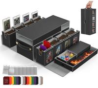 Cortile Commander Deck Box for MTG, 10 IN 1 Card Deck Box with 8-Deck Modular Card Case and 2 Dice Trays Holds 1040+ Double-sleeved Cards, Removable MTG Deck Box with Handle for TCG/EDH, Black Grey