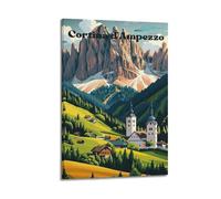 Cortina D'ampezzo Italy Vintage Travel Poster Wall Art Canvas Prints Hanging Picture Home Decors Idea 08x12inch(20x30cm)