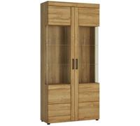 Cortina Oak Effect 2 Door Glazed Display Cabinet