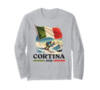 Cortina Vintage Ski Italy Alps Winter Sports Design Long Sleeve T-Shirt
